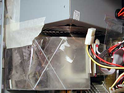 Room air is directed
      to CPU by the transparent air duct.