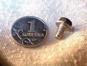 A computer screw next
      to a coin