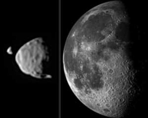 Видимый размер
      Деймоса и Фобоса с Марса, и Луны с Земли